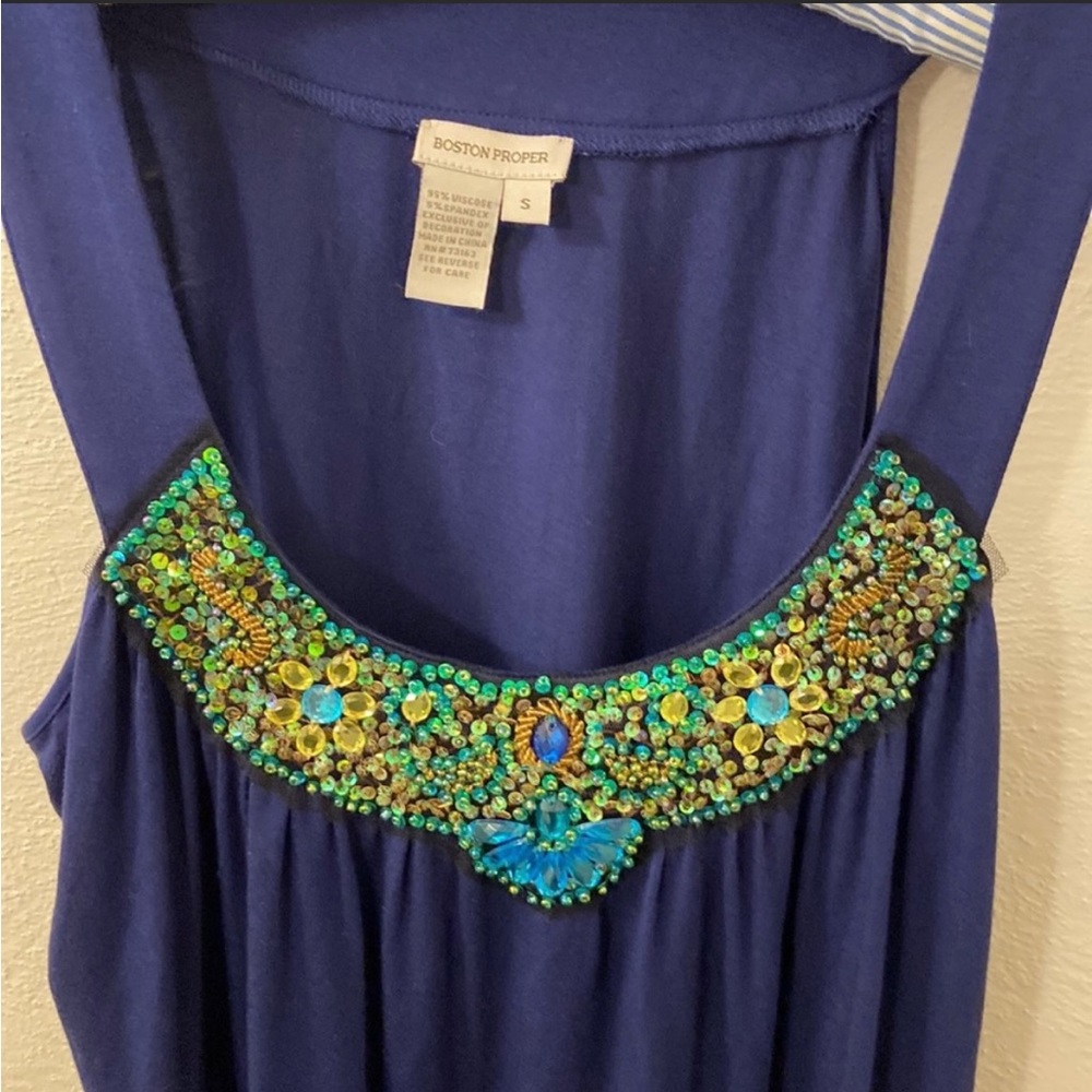 Boston Proper beautifully jeweled and flowy tank top retail $69